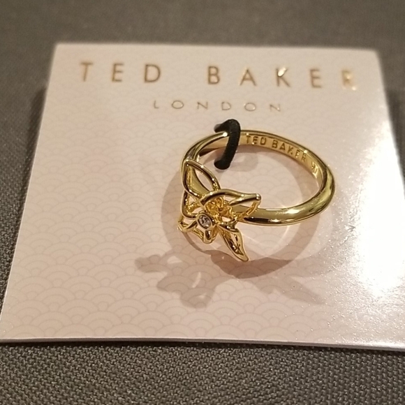 💕TED BAKER LONDON💕 Gold Mini Crystal Breeze Ring (M/L) NWT - Picture 6 of 8